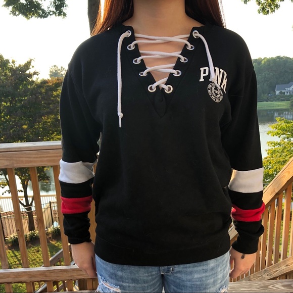 PINK Victoria's Secret Tops - Cute PINK black/red/white sweatshirt